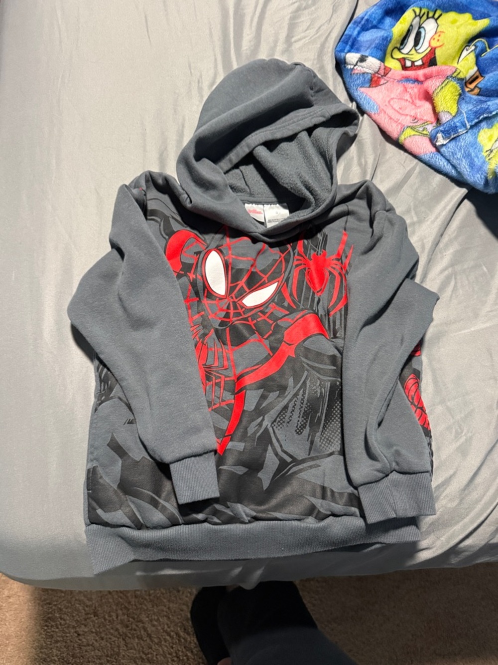 Spiderman Kids Hoodie in Gray with Red Graphic
